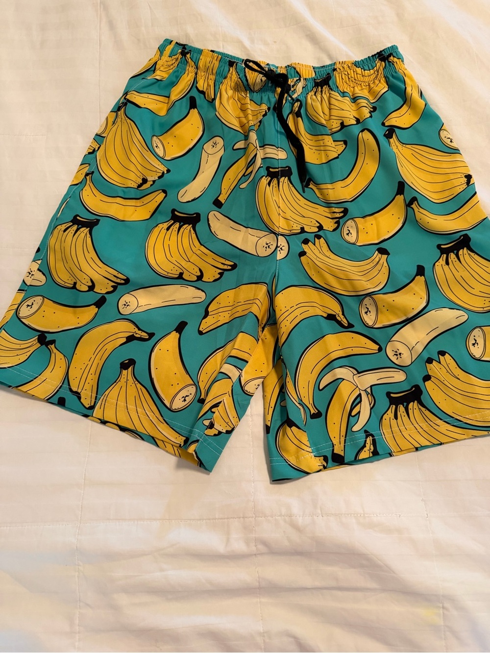 Old Navy Teal Swim Trunks with Yellow Banana Pattern